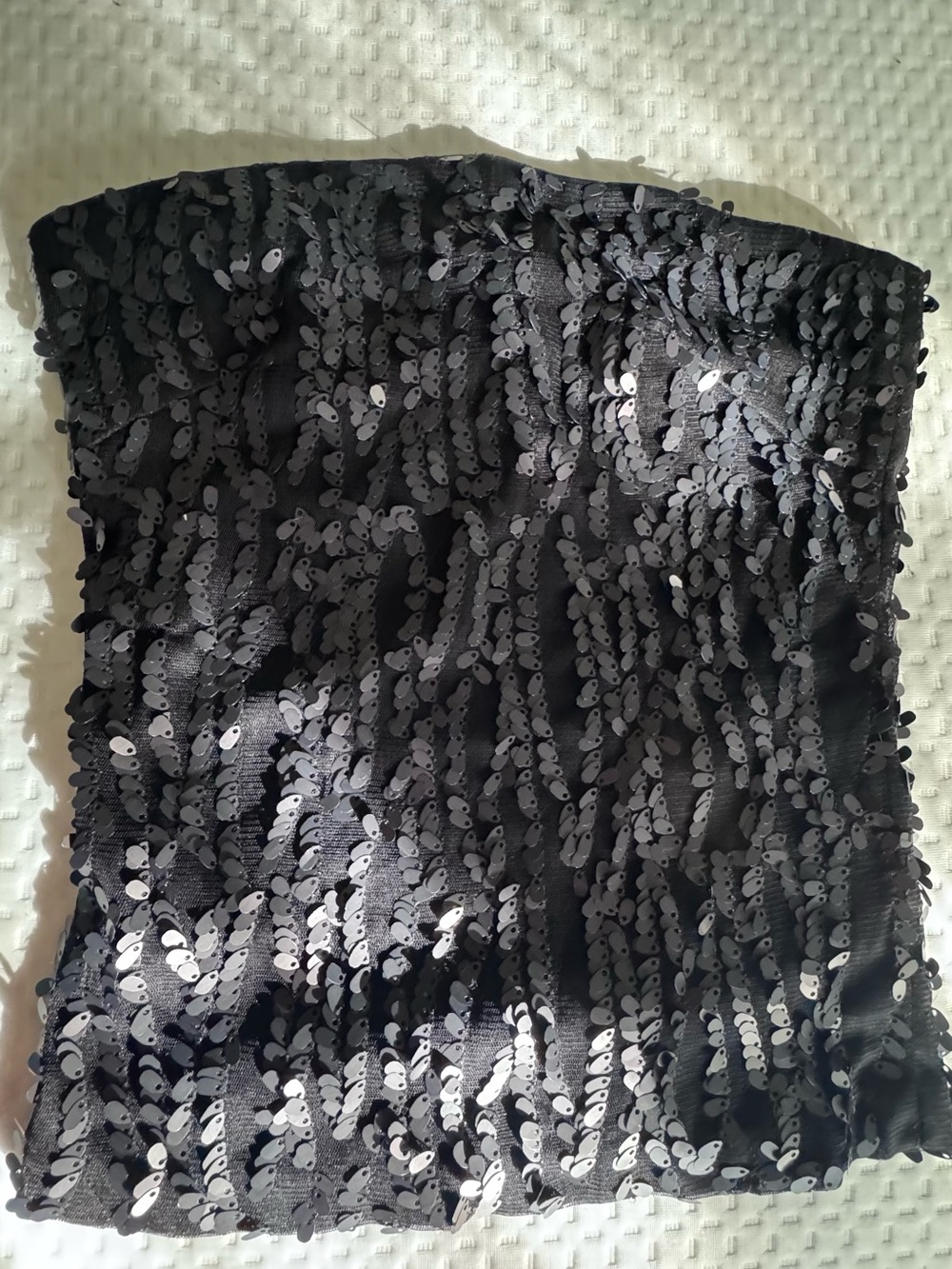 Strapless Black Sequin Crop Top - Evening Glam Size 6 - Picture 6 of 8